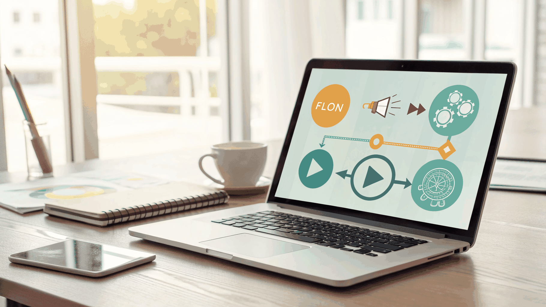 Clean digital workspace with AI tools integrated