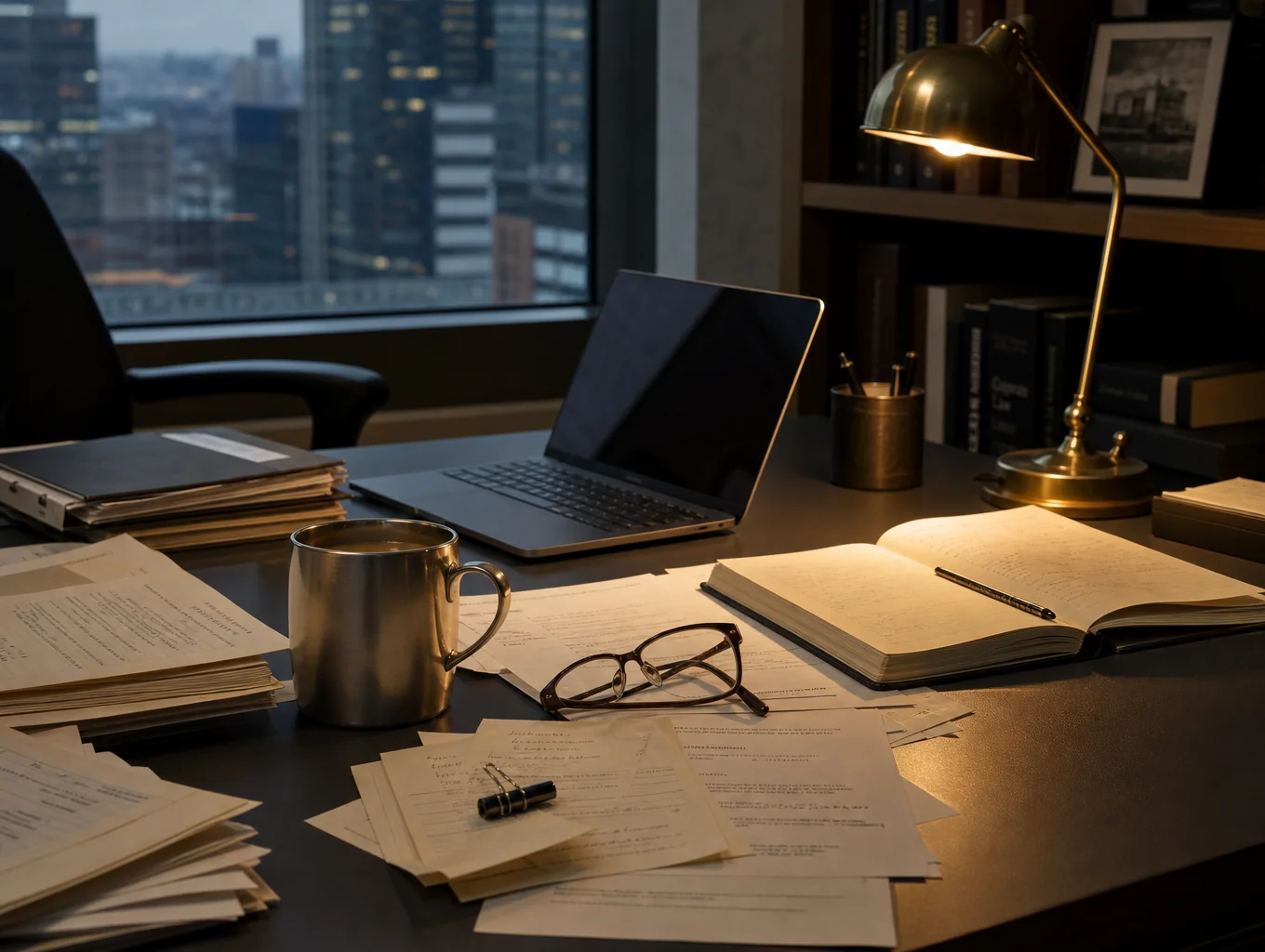Cluttered desk with scattered papers and manual tasks
